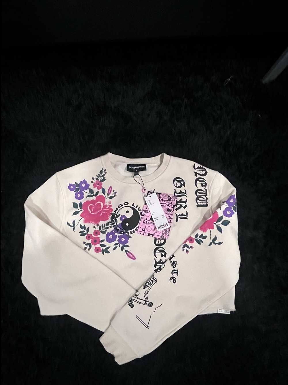 New Girl Order Floral Graphic Crewneck Sweatshirt Accents Size M
